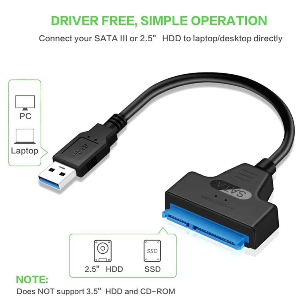 Cable Adaptador USB 3.0/2.0 a SATA