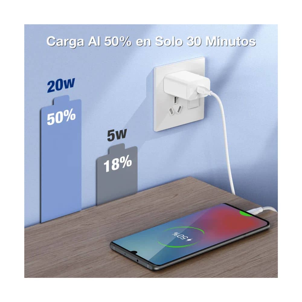 Cargador y Cable Tipo C 1Hora 20W - Imagen 3